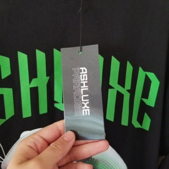 NWT Ashluxe Graphic Paradise Neon Panther T -Shirt on Black Cotton Size XXS - Picture 6 of 11